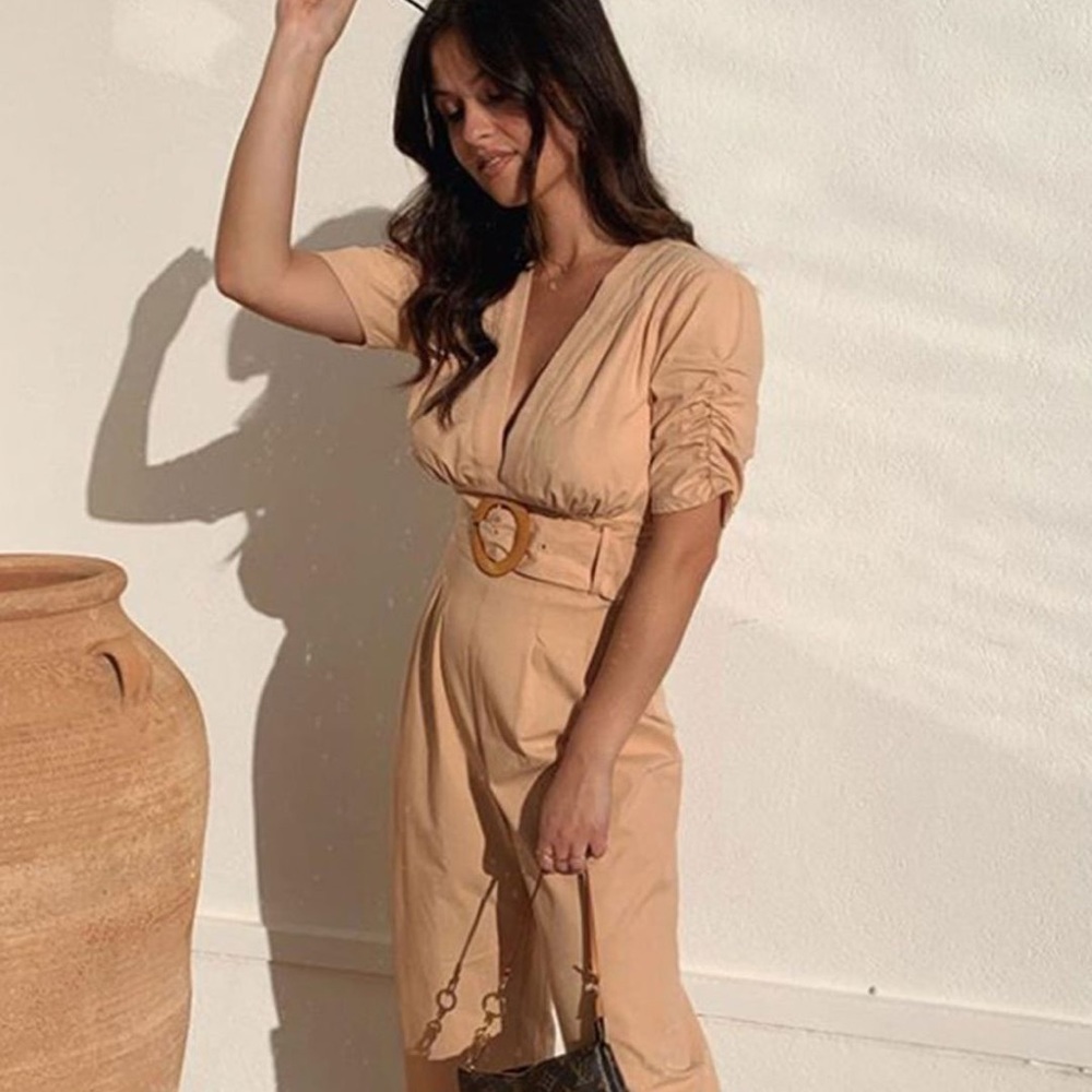 FINDERS KEEPERS NAYA PANTSUIT FAWN Belted Jumpsuit